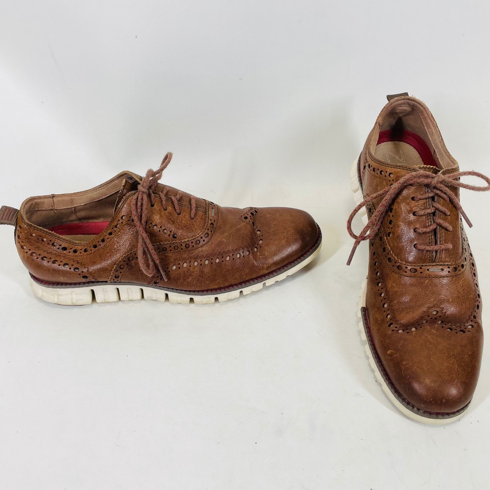 Cole Haan Zerogrand Wingtip Oxford Brown Leather Shoes C25566 Mens 8.5 M